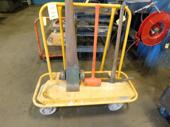 LOT: Drywall Cart with Johnson Bar, Sledge Hammer & Pick