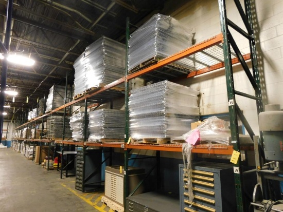 LOT: (18) Sections 2-Tier Pallet Rack, 8 ft. Wide x 16 ft. High x 42 in. Deep, with Wire Decking