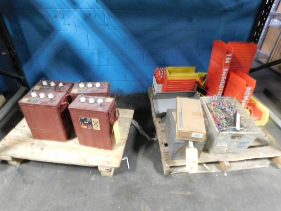 LOT: (4) 6 Volt Batteries & Assorted Electrics