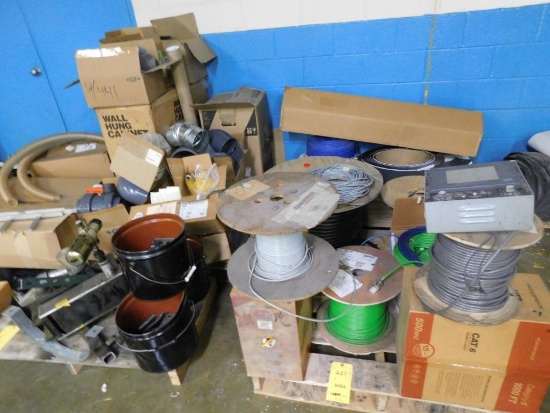 LOT: Wire, Hydraulic Hose, PVC Fixtures, etc.