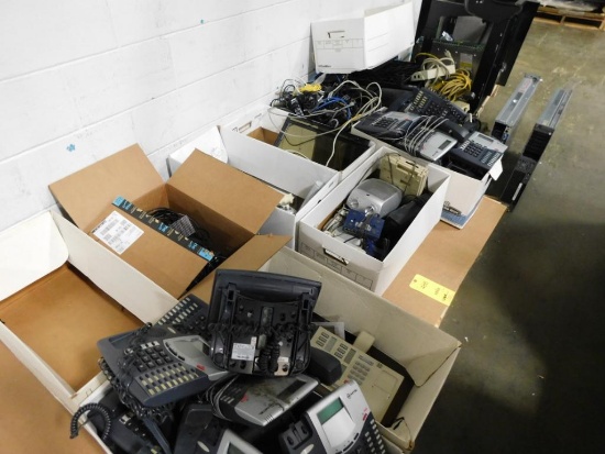 LOT: Assorted Phone Handsets, Power Cords, Speakers, etc.
