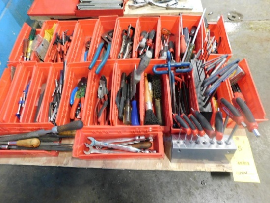 LOT: Assorted Small Hand Tools including Wrenches, Pliers, Screw & Nut Drivers, Punches, etc. on (1)