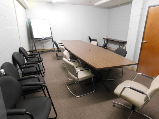 LOT: Contents of Office including 12 ft. x 4 ft. Conference Table & Assorted Chairs