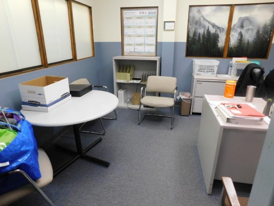 LOT: Contents of (4) Offices including (4) 7-Shaped Desks & Assorted Chairs (furniture only)