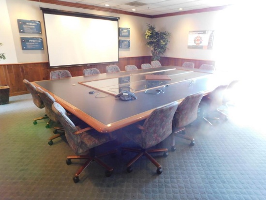 LOT: Contents of Executive Conference Room including 15 ft. x 9 ft. Conference Table with (18)