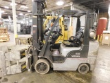 Nissan 6500 lb. (est.) LP Roll Clamp Forklift Model MCU1F2A33LX, S/N CU1F2-9Q0814, Solid Tires,