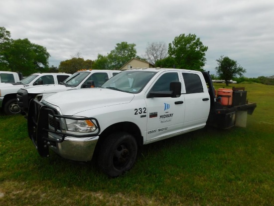 2012 Dodge Ram 3500 Heavy Duty 4x4 Crew Cab Flatbed Truck, VIN 3C7WDTCT8CG224786, 9-1/2 ft. Flatbed