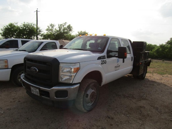2014 Ford F350 Super Duty 4X4, Crew Cab, Steel Flat Bed Truck, 103,139 est.