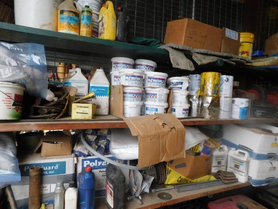 LOT: Contents of (8) Shelves including Large Studs & Hardware, Diaphragm Pumps, Butterfly Valves,