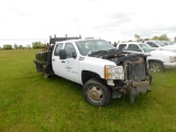2011 Chevrolet 3500 HD 4x4 Crew Cab Flatbed Truck, VIN 1GB4KZCG1BF147201, 9 ft. Flatbed with Tool