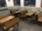 LOT: Contents of Lunch Room. (4) Booth Style Lunch Table. 32 in. Television