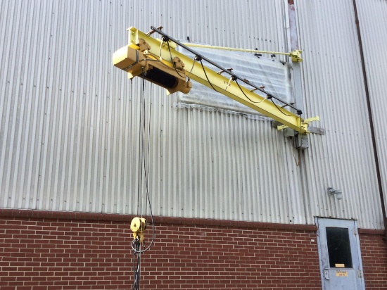 2 Ton Wall Mount Jib Crane. 2 Ton Yale Electric Cable Hoist, Pendant 