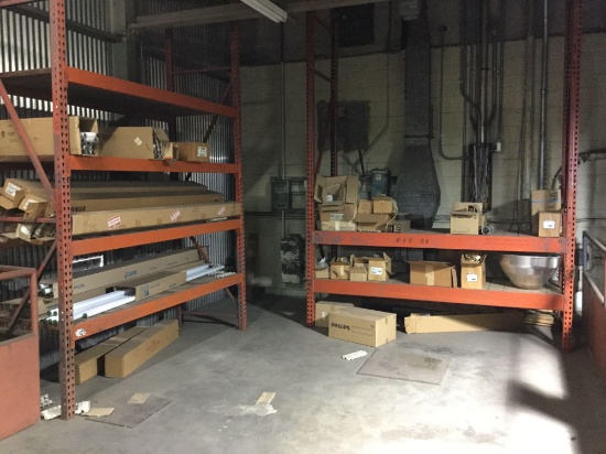 LOT: Contents of Mezzanine. (2) Sections Pallet Rack. Cubby Hole Shelving.