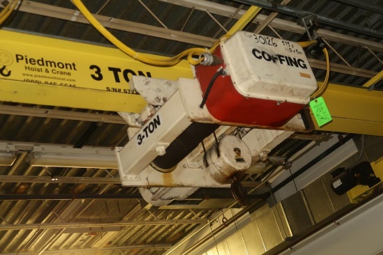 Coffing 3 Ton x 18 ft. Top Running Free Standing Bridge Crane, Pendant, Runway, Supports