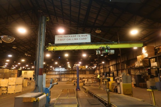 2 Ton Free Standing Jib Crane, 20 ft. Jib, Coffing 2 Ton Cable Hoist, Pendant, Travel
