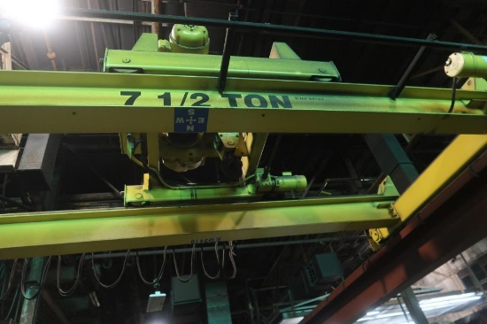Mfr. Unknown 7-1/2 Ton x 15 ft. Span Double Girder Top Running Bridge Crane, with 7-1/2 Ton Cable