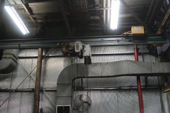 3 Ton x 28 ft. (est.) Single Girder Underhung Overhead Crane, Pendant
