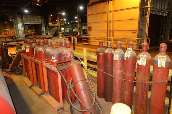LOT: (40+) Carbon Dioxide Fire Extinguisher Cylinders, (15+) Carbon Dioxide Carts