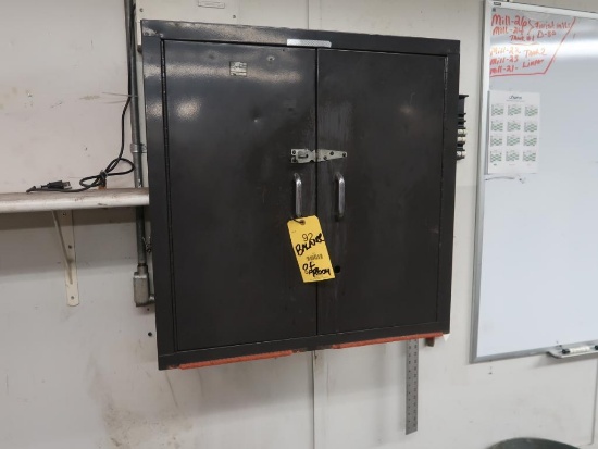 LOT: (1) Table with Coffee Maker, Assorted Belts, Refrigerator, (3) Desks, (2) Cabinets, Grease