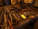 LOT: Assorted Tools on Bench including Bearing Puller, Wrenches