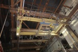 Mfr. Unknown 10 Ton x 16 ft. (est.) Span Double Girder Top Running Bridge Crane, with Budgit 1/2 Ton