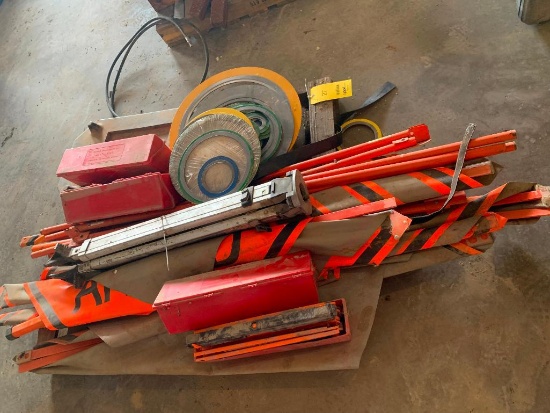 LOT: Tripod Stand, Caution Road Signs, Assorted Spiral Gaskets