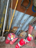 LOT: Assorted Shovels, Rakes, Fire Extinguishers, Air Hoses, Professional Pressure Washer, Vac