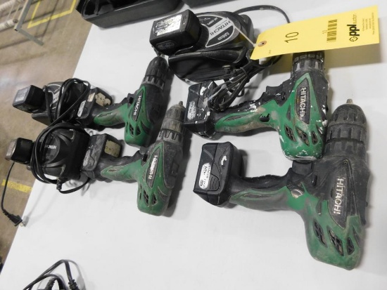 LOT: (4) Hitachi Cordless Screw Guns, with Chargers