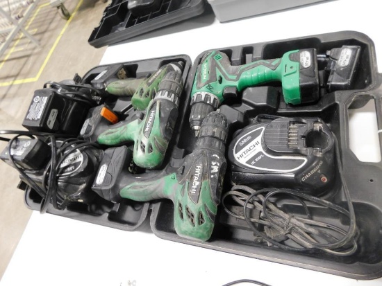 LOT: (4) Hitachi Cordless Screw Guns, with Chargers