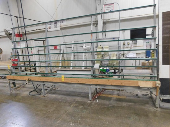 16 ft. Vertical Roller Bed Window Inspection/Labeling Table, with 12 ft. x 10 in. Roller Feed Table