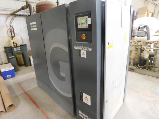Atlas Copco 75 HP Rotary Air Compressor Model GA55VSD, S/N AP1575669 (2008), 185 PSI (36,341 hours