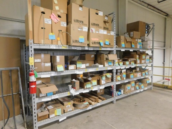 LOT: (2) Sections 10 ft. High x 8 ft. Wide x 3 ft. Deep Pallet Rack, with Contents of Sliding Door