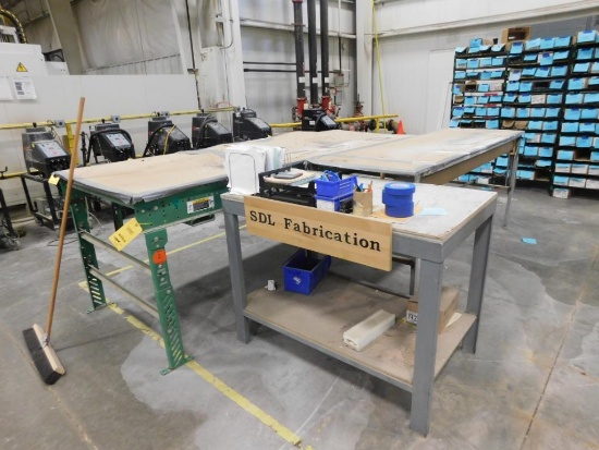 LOT: (2) Assembly Tables, (3) White Boards, (1) Display Cabinet