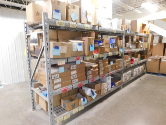 LOT: Rack with Contents of Large Quantity of Double Hung Window Hardware & Sealant