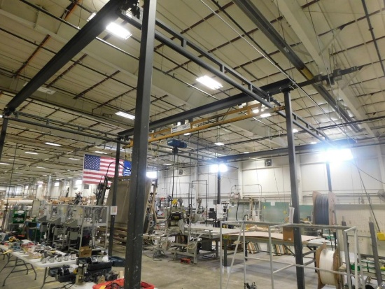 Spanco 1000 lb. x 20 ft. Span Self Supporting Bridge Crane, with 50 ft. Runway, Demag Electric Chain