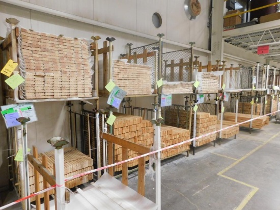 LOT: Approx. (40) Steel Racks, with Contents of Milled Pine Wood including Side Jambs