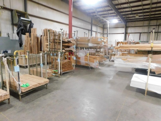 LOT: All Pine Wood Product in Building #2 including Assorted Jamb Extensions, Trim Pieces, Plywood