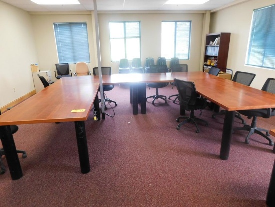 LOT: Furniture in Meeting Room including (6) 40 in. x 72 in. Cherry Tables, (17) Chairs, (20)