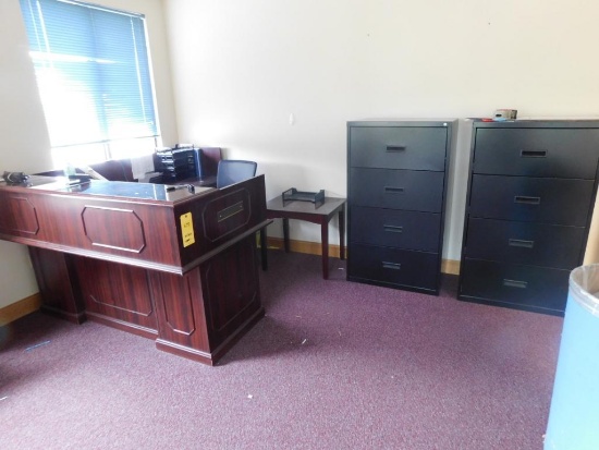 LOT: Contents of Reception Area including Desk, (3) Chairs, (2) File Cabinets