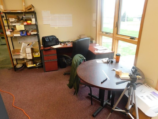 LOT: Contents of Engineering Office including (4) Desks, (4) Chairs, Round Table, Shelving Unit, (2)