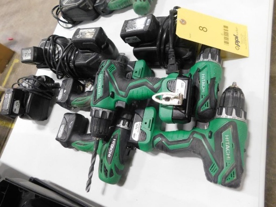 LOT: (4) Hitachi Cordless Screw Guns, with Chargers