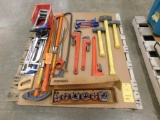 LOT: Assorted Hand Tools on (1) Pallet - Sledge Hammers, Pipe Wrenches, Ridgid Threading Equipment,