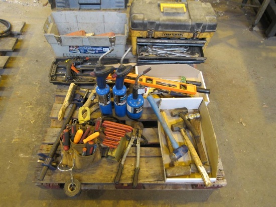 LOT: Assorted Tool Boxes & Tools on (1) Skid