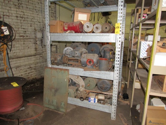 LOT: (1) Rack & (6) Shelves with Assorted Motors, Truck Parts, Machine Parts, Fittings, Bearings,