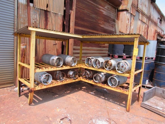 LOT: Propane Storage Rack with (12) Tanks