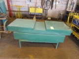 LOT: Green Truck Tool Box on Stand, with Contents