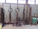 LOT: Assorted Chain with Chain Rack, (1) Chain Repair Rack, and Chain in (1) Barrel