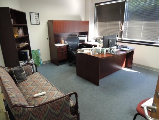 LOT: Art Heritage U Desk W/ Hutch, Open Book Case, Office Chairs