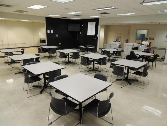 LOT: (9) Tables 42 in. Square, (3) Round 42 in. Dia. W/ (44) Chairs