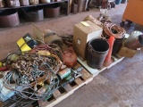 LOT: Miscellaneous Equipment including Blower, Chain, Air Pig, Steel Fittings, (3) Ladders, Shovels,